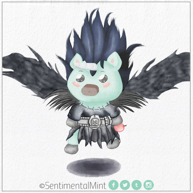 Unicornio, Ryuk, unicorn, death note, anime, manga, fanart, cute kawaii, Chibi, dibujo, ilustracion, art, sentimentalmint 