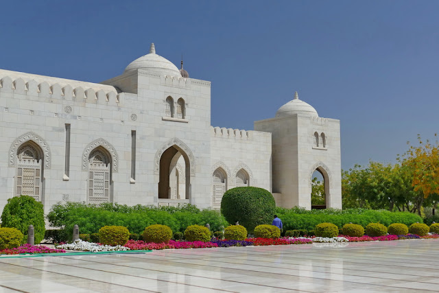 Nebengebäude, gross, Sultan, Qabus, Moschee, Muscat, Garten, weiss, Marmor