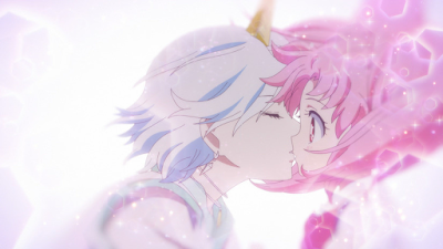 Helios surprises Chibi Usa with a kiss in Sailor Moon Eternal