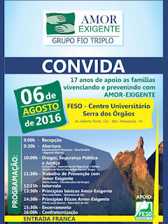 ‘Amor Exigente’ promove evento para marcar os 17 anos do grupo- Atividade aberta ao público acontece neste sábado, 6, no Unifeso, no Alto