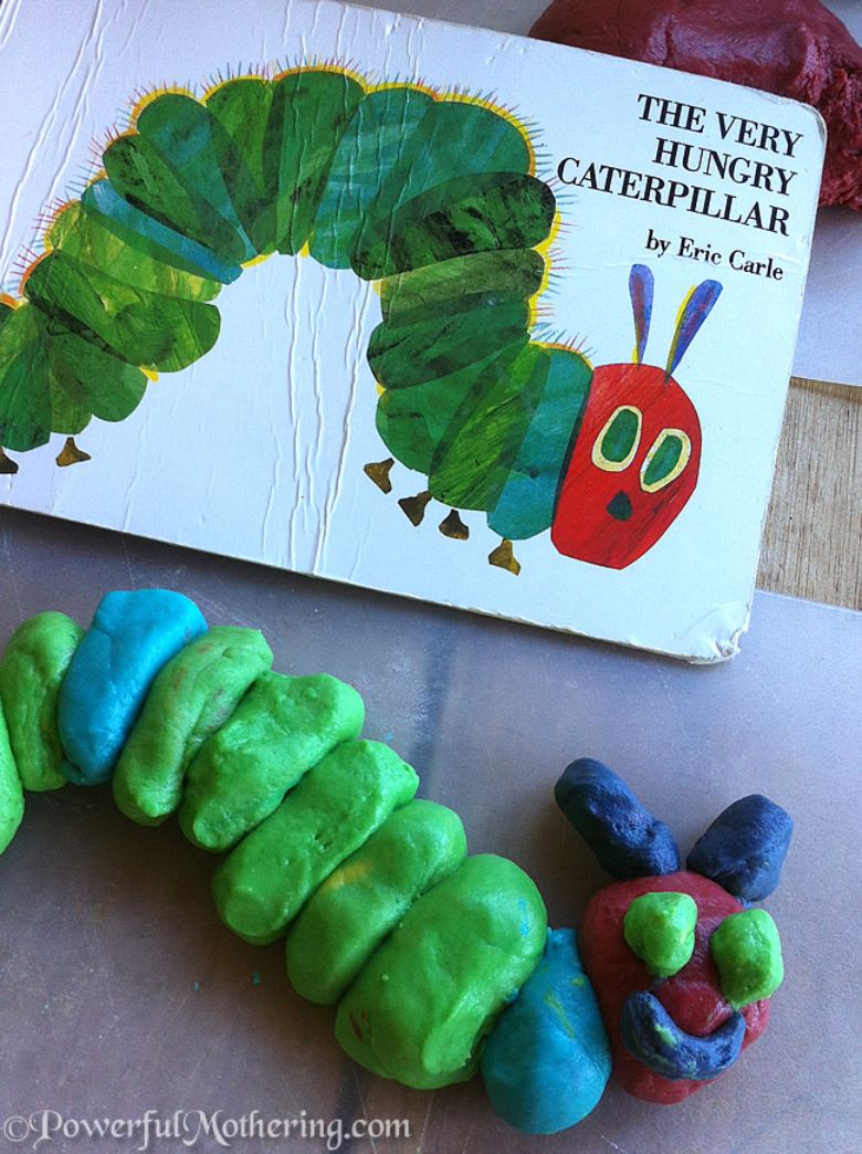 Caterpillar to butterfly playdough activity for toddlers
