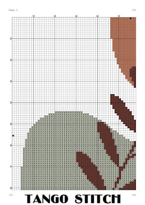 Scandinavian art leaf cross stitch pattern - Tango Stitch