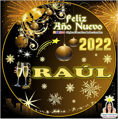 Nombre RAÚL por Año Nuevo 2022 - Cartelito hombre