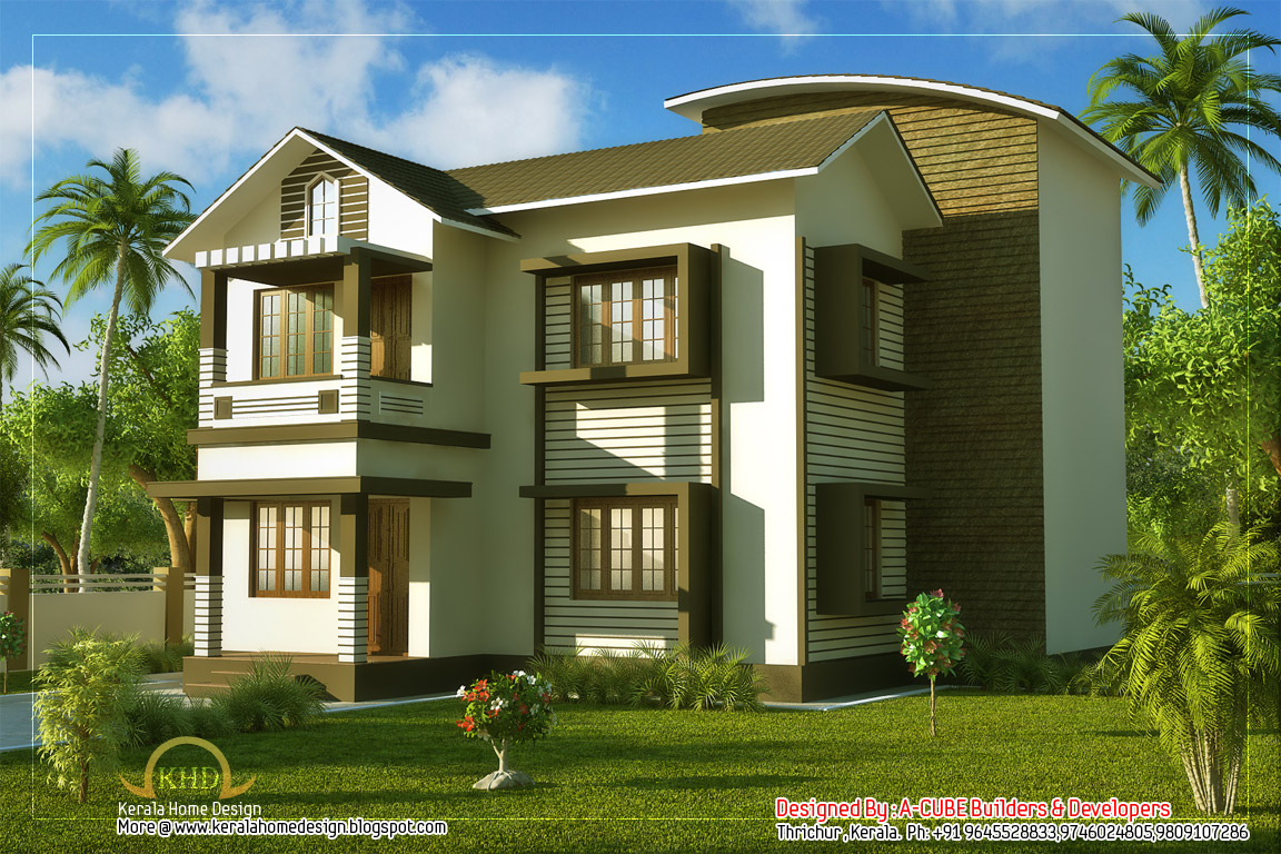  Duplex  Villa Elevation  1661 Sq Ft Kerala  home  design 