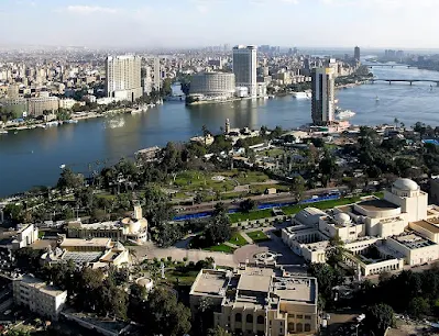 The Nile River passing through Cairo, Egyptian capital