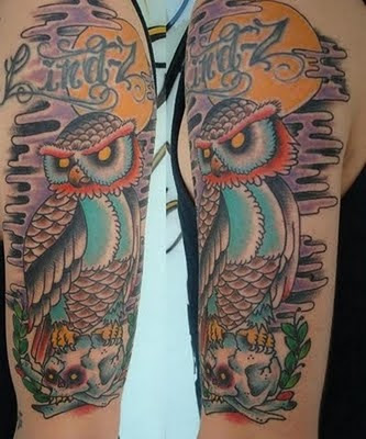 Tattoo Burung Hantu ini bisa biasanya dibuat di pangkal tangan baik untuk