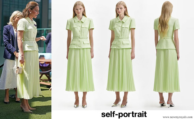 Princess of Wales wore Self Portrait Lime Boucle Collared Chiffon Midi Dress