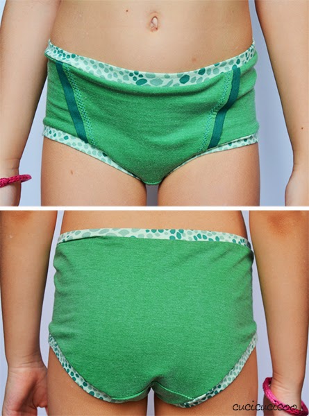 Girl's Underwear from T-Shirts: the Big Girls Briefs pattern, as sewn by Cucicucicoo