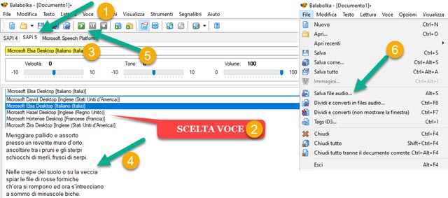 convertire testo in audio