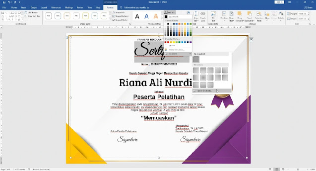 Free Sertifikat .Docx : Contoh Sertifikat Pelatihan Atau Seminar Mircrosoft Word