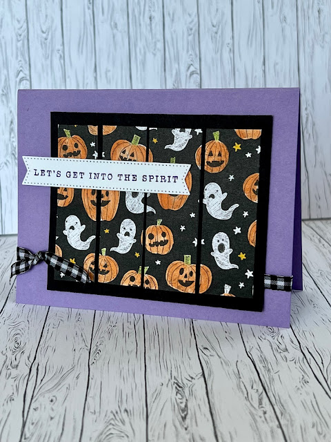 Hallowee Card using Designer Series Paper with Pumpkins and ghosts from Stampin' Up! Celebrate Everything Designer Series Paper Pack