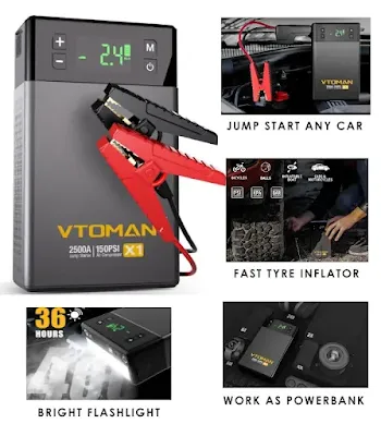3-in-1 Inflator, Jump Starter, and Powerbank For All Cars