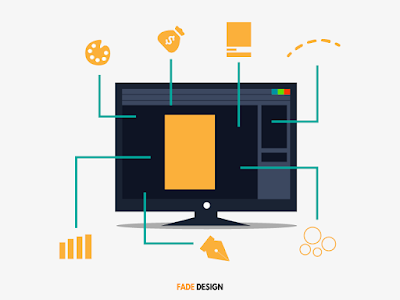 Software flat vector illustration by fade design