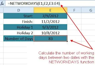 دالة "DAYS" و "NETWORKDAYS" في برنامج Excel