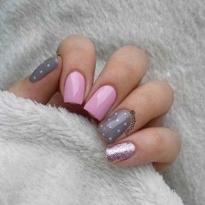 Pretty Pink and Gray Nail Design