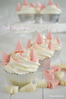 Receta de pink christmas cupcakes