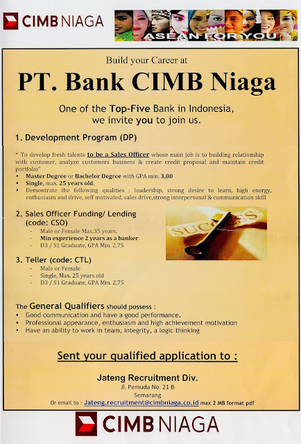 LOWONGAN PT BANK CIMB NIAGA TBK