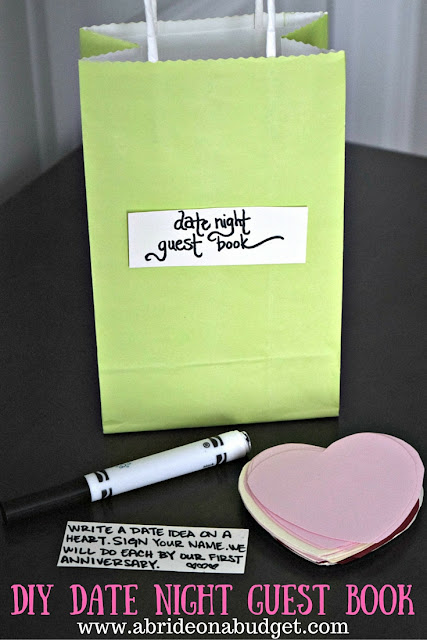 Looking for a unique wedding guest book idea? Check out this DIY Date Night Guest Book from www.abrideonabudget.com.