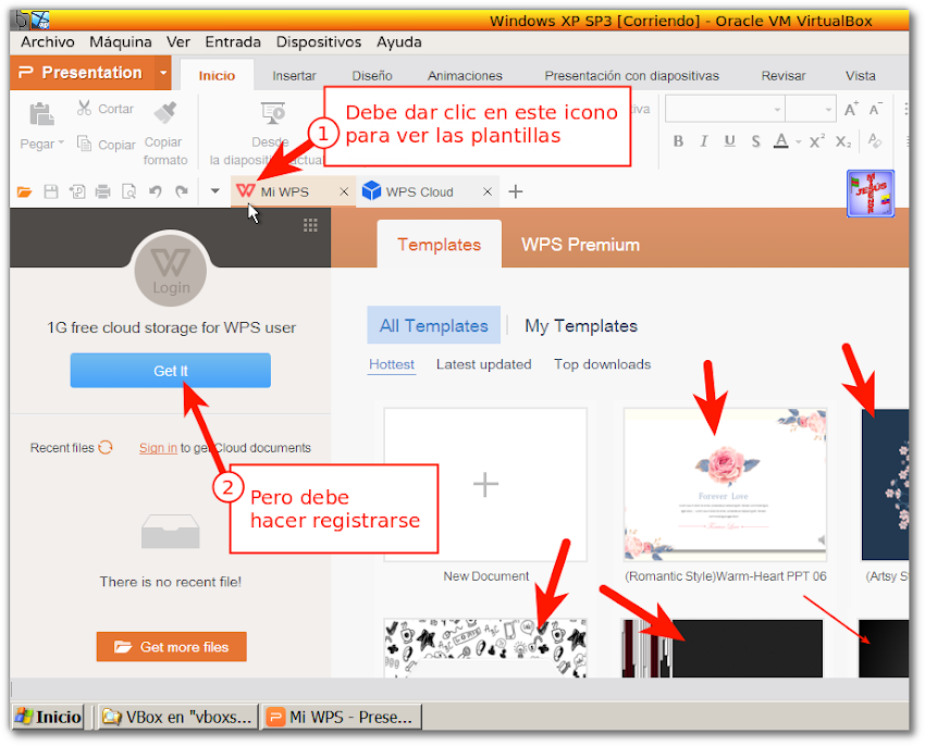 Descargar Plantillas para WPS Office Excel, Word, Presentation en www.docer.com (página web en chino) para Linux (además funcionan en LibreOffice)