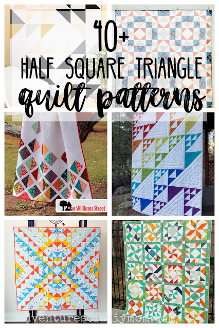 collage of half square triangle quilt patterns