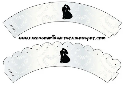 Wedding Silhouettes: Free Printables and Images. Free Printable Cupcake Wrappers.