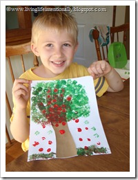 Hand Print Tree with Finger Apples