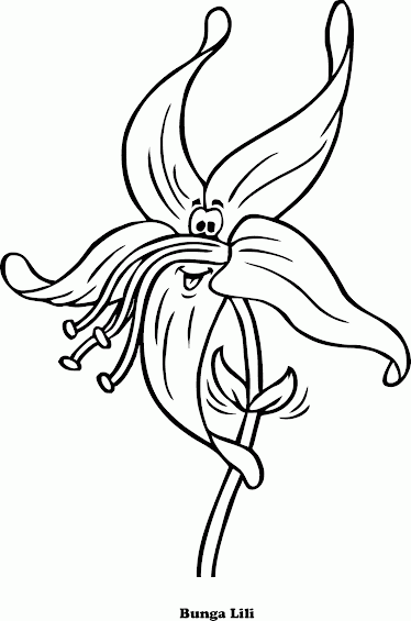 Gambar Mewarnai Gambar Bunga Bakung Lily Versi Kartun 