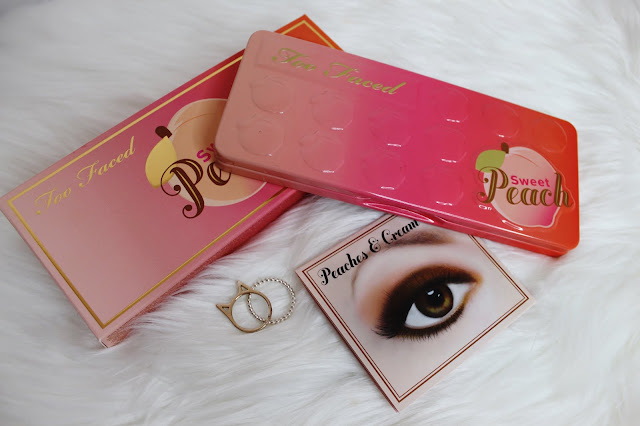 too faced, sweet peach, eyeshadow, review, swatches, flatlay, clean