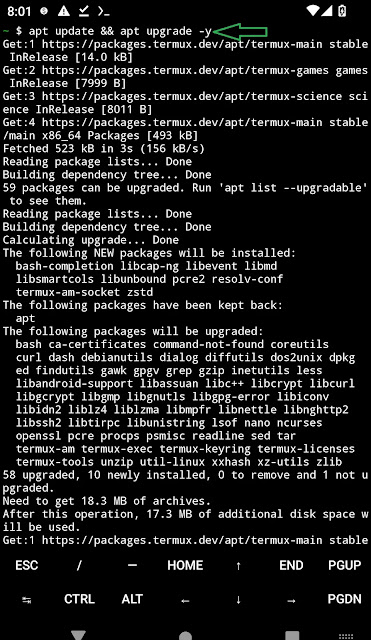 Update and upgrade Termux