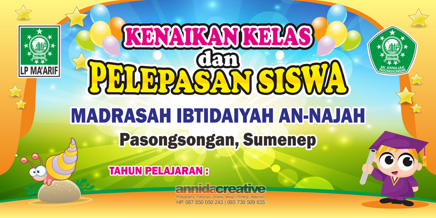 Backdrop Kenaikan Kelas dan Pelepasan Siswa MI Annajah 