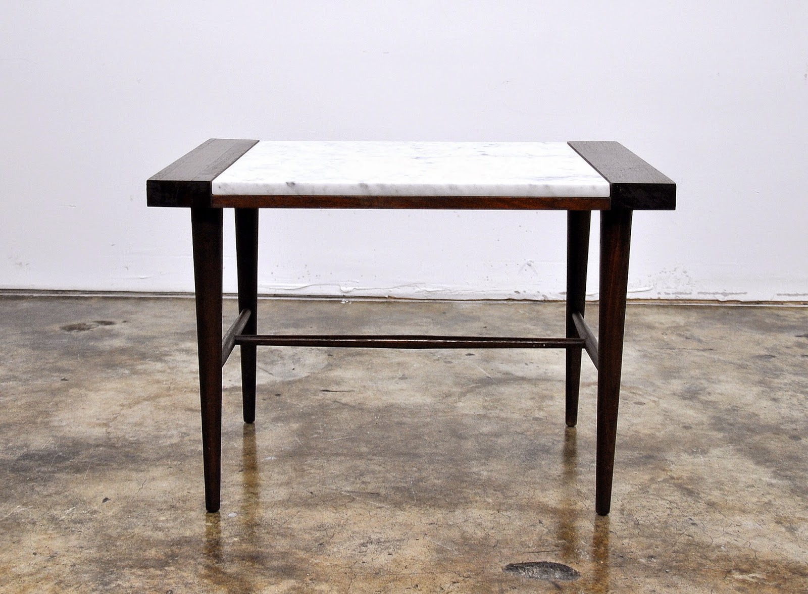 SELECT MODERN: Danish Modern Marble Top Side or End Table