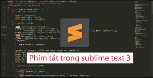 Phím tắt trọng sublime text 3