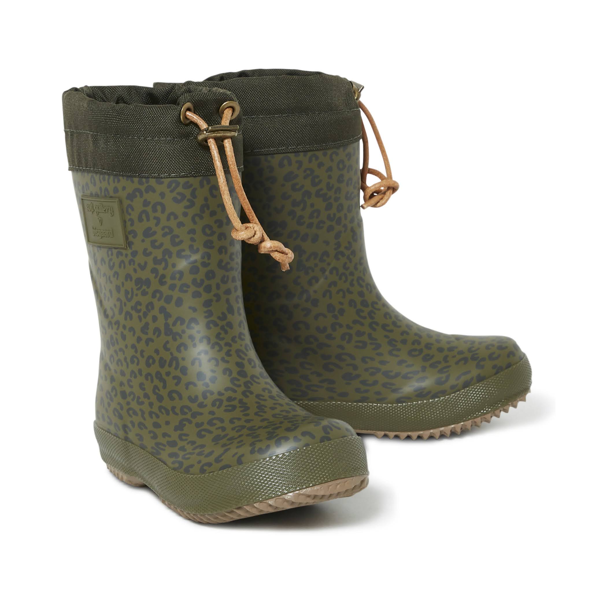 Kids Green Leopard Rain Boots from Soft Gallery