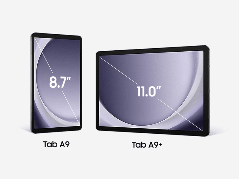 Samsung Galaxy Tab A9 series screen sizes