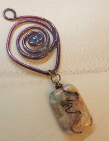 OOAK Pendant: copper wire, Thompson enamel, metal working, ooak jewelry, crazy lace agate :: All Pretty Things