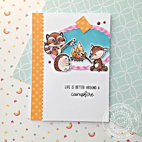 Sunny Studio Stamps: Critter Campout Fancy Frames Happy Campfire Scene Card Set with Franci