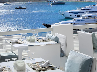 Sea views from a luxury restaurant in Mykonos