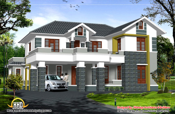 Sloping roof 2 Story home -2907 Sq. Ft. (270 Sq.M.) (323 Square Yards) - April 2012