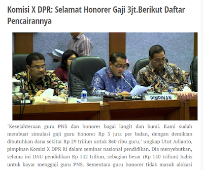 Komisi X DPR : Gaji Guru Honorer 2017, Berikut Daftar Pencairannya