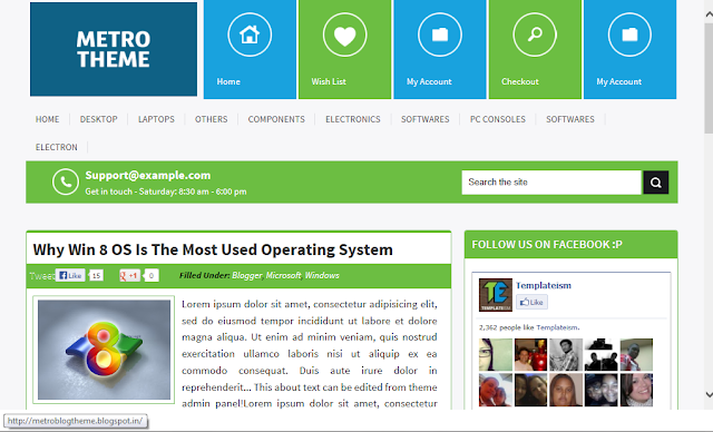 Screenshot of Metro UI Blogger template