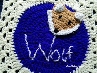 free crochet pattern, free crochet mitered granny square pattern, free crochet mitered granny alphabet square pattern, free crochet alphabet motif pattern, free crochet W for Wolf motif pattern, free crochet W for Wolf granny mitered square pattern, Oswal Cashmilon, Pradhan stores, Project Chemo Crochet,