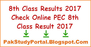 Check Online PEC 8th Class Result 2018