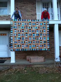 Framed Rectangles, Brown and Teal Quilt