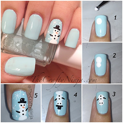 nail-art-design-blue-colors-snowman