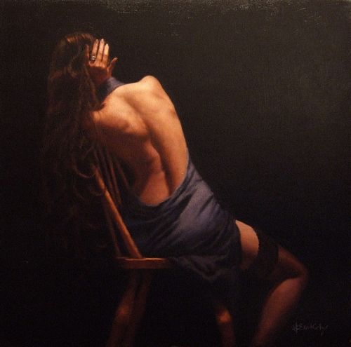 Hamish Blakely pinturas estilo clássico corpos realistas mulheres de costas ombros sensual