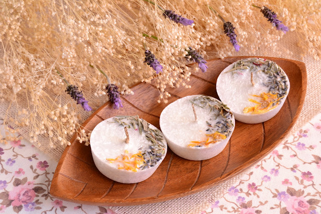 Detalles de boda velas botanicas lavanda artesanales