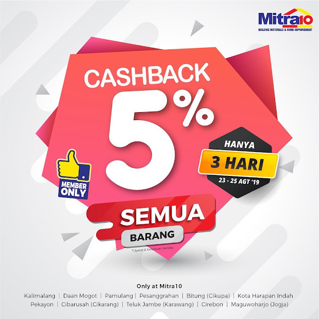 #Mitra10 - #Promo Cashback 5% & Diskon 10% Pakai Permata BNI (23 - 25 Agustus 2019)