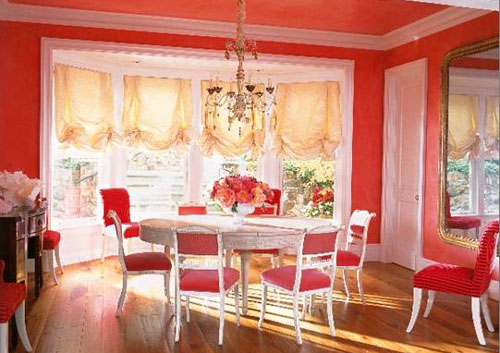 Pink color to decorating dining room