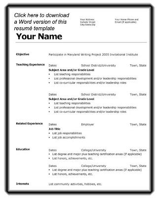 First Time Job Resume Template
