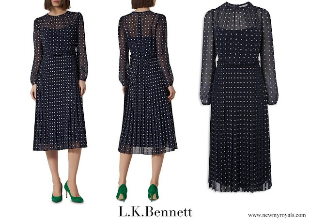 Princess Sofia wore LK Bennett Avery Pleated Polka-dot Midi Dress